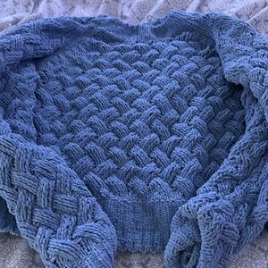 Kendall & Kylie Blue Cable Knit Crew Neck Sweater